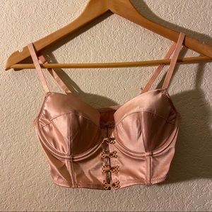 Pink satin bustier top